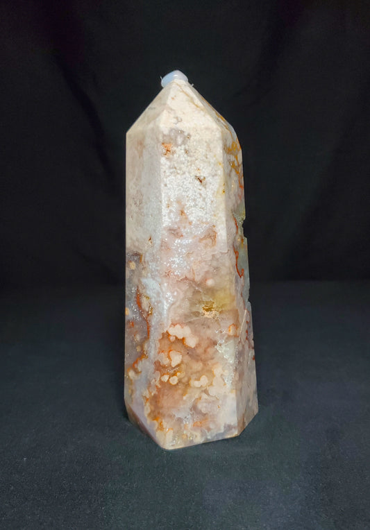 Druzy Pink Amethyst and Flower Agate Tower