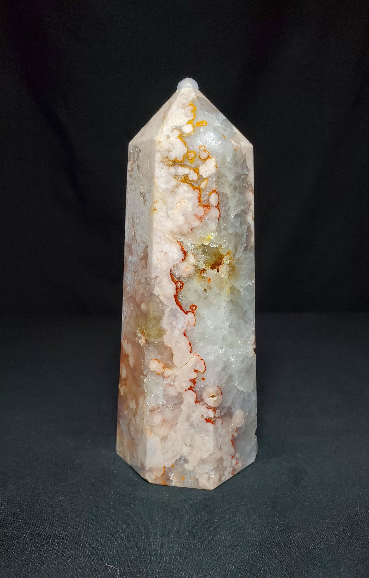 Druzy Pink Amethyst and Flower Agate Tower