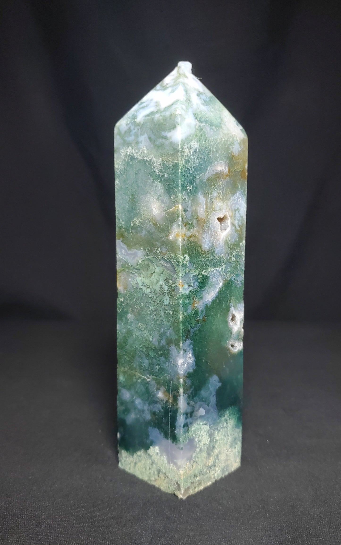 Druzy Moss Agate Tower