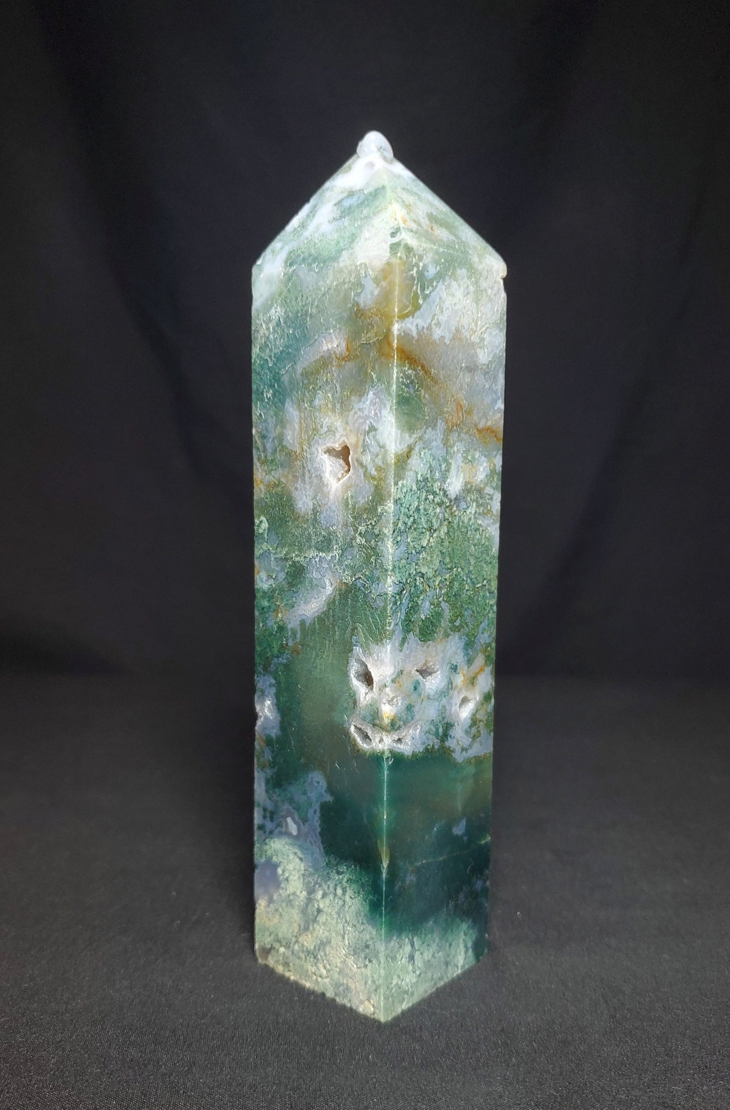 Druzy Moss Agate Tower