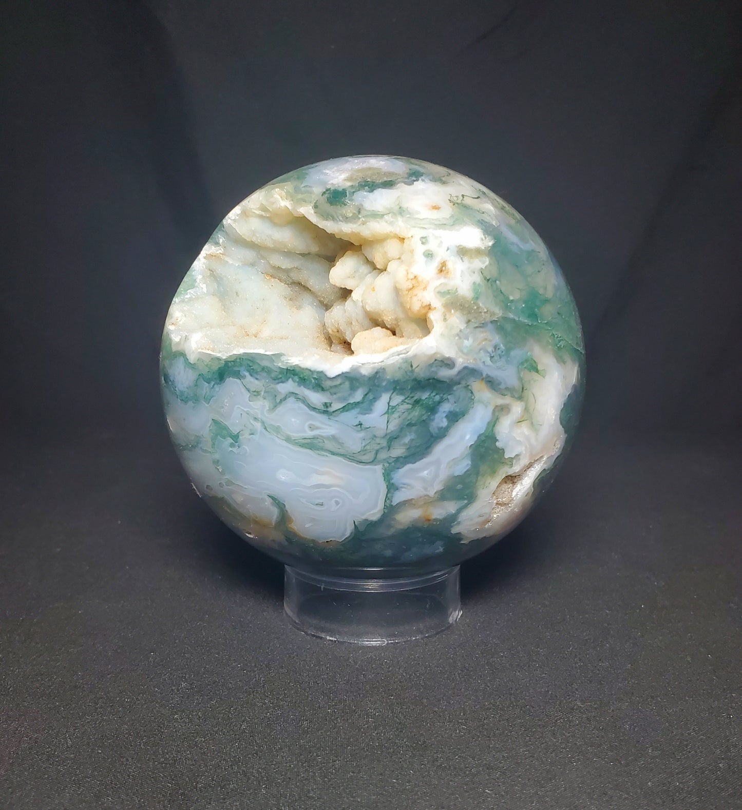 Druzy Moss Agate Sphere