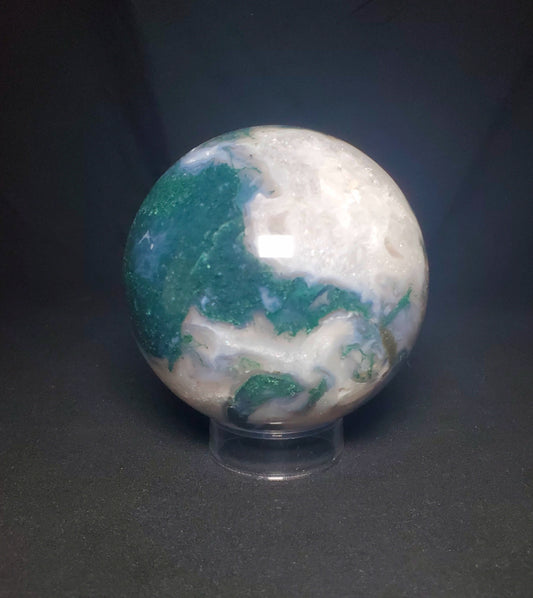 Moss Agate and Quartz Sphere