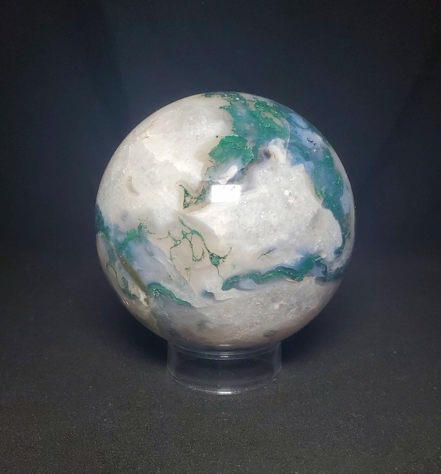 Moss Agate and Quartz Sphere