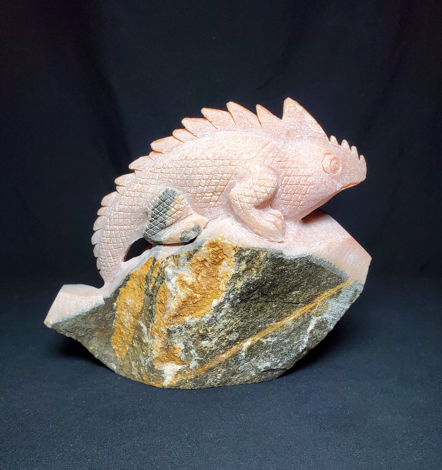 Orange Calcite Lizard Carving