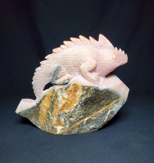 Orange Calcite Lizard Carving