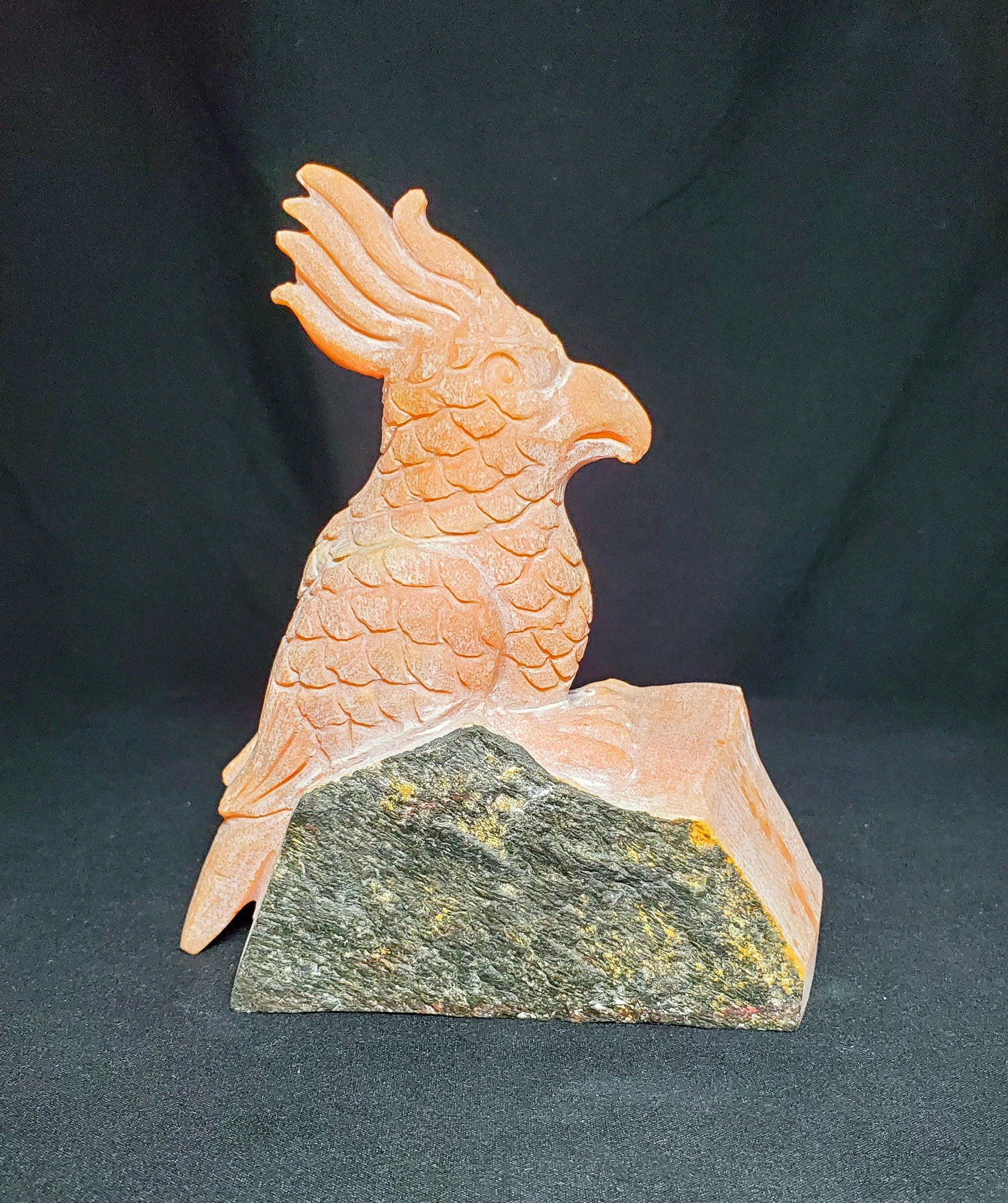 Orange Calcite Parrot Carving