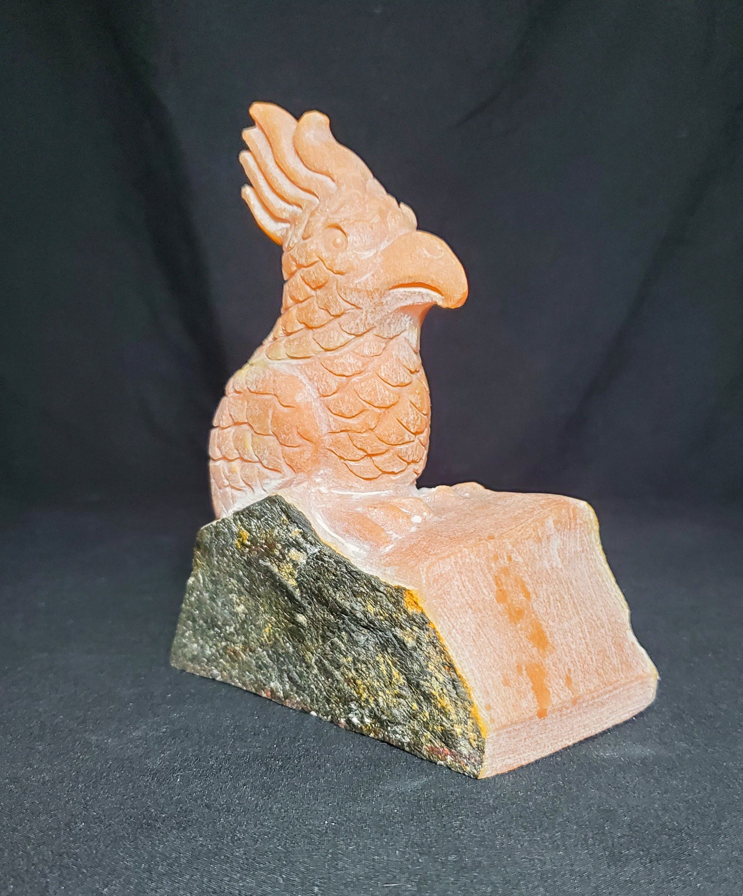 Orange Calcite Parrot Carving