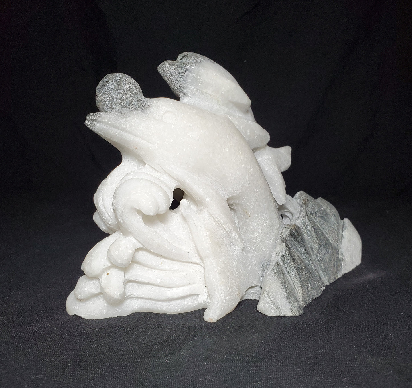 White Jade Dolphin Carving