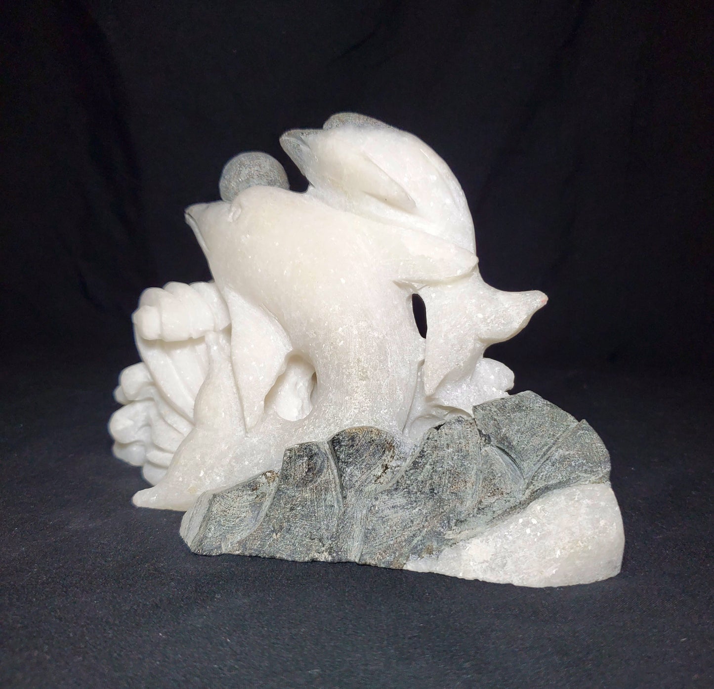 White Jade Dolphin Carving