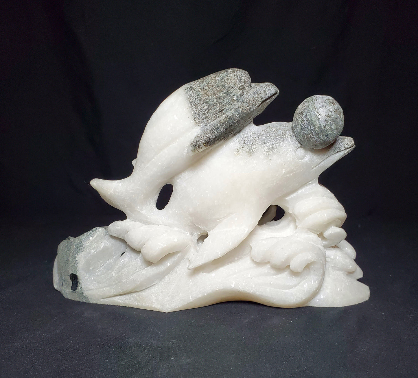White Jade Dolphin Carving