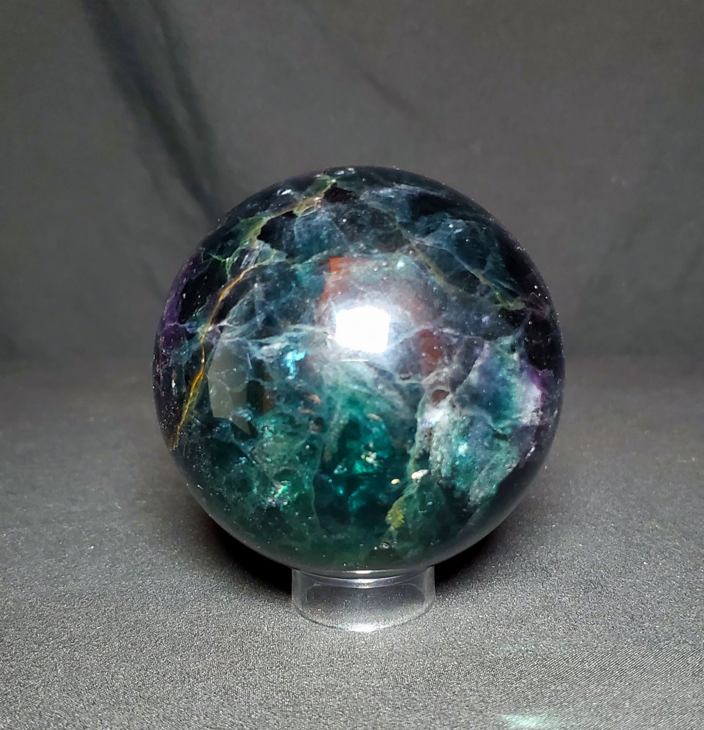 Green and Purple Fluorite Sphere