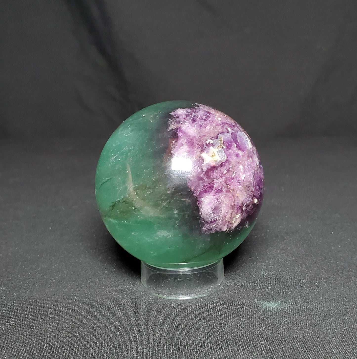 Green and Purple Fluorite Sphere
