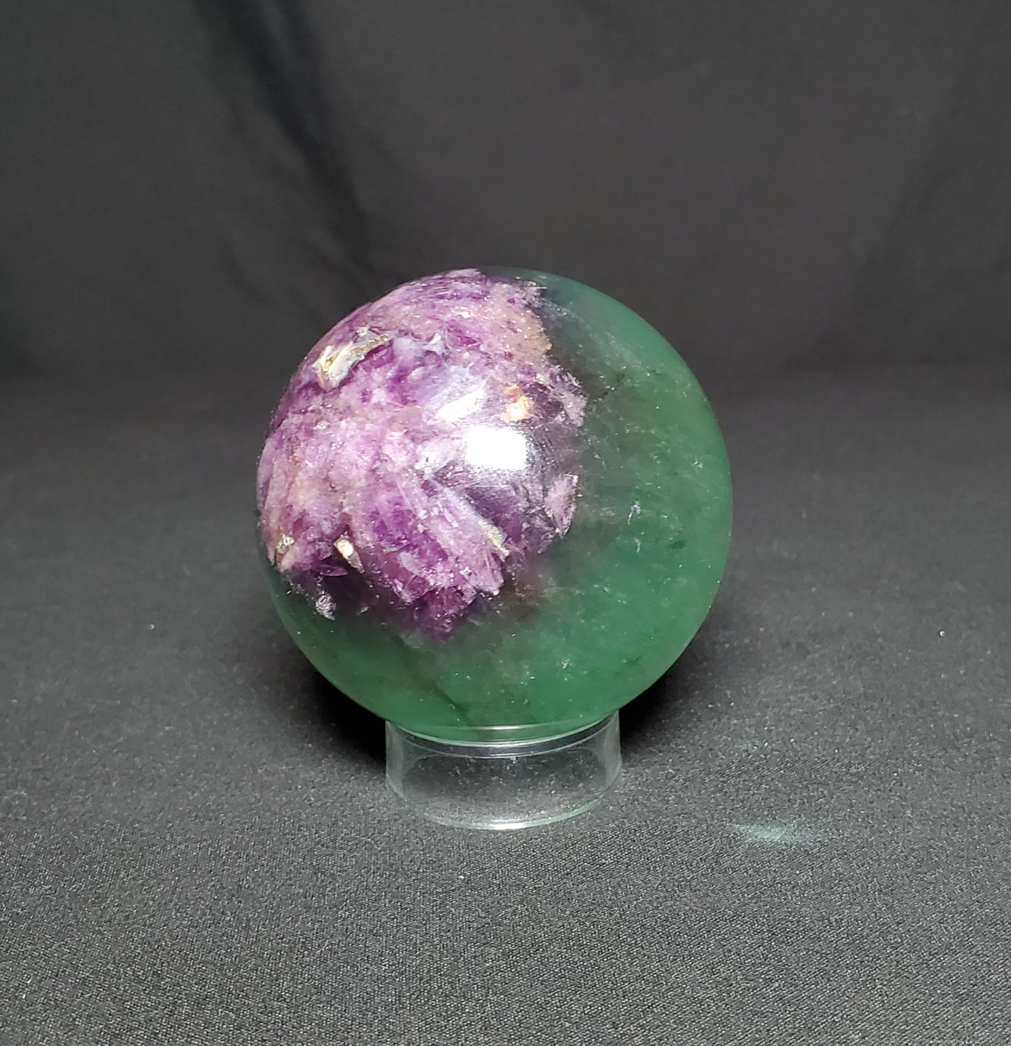 Green and Purple Fluorite Sphere