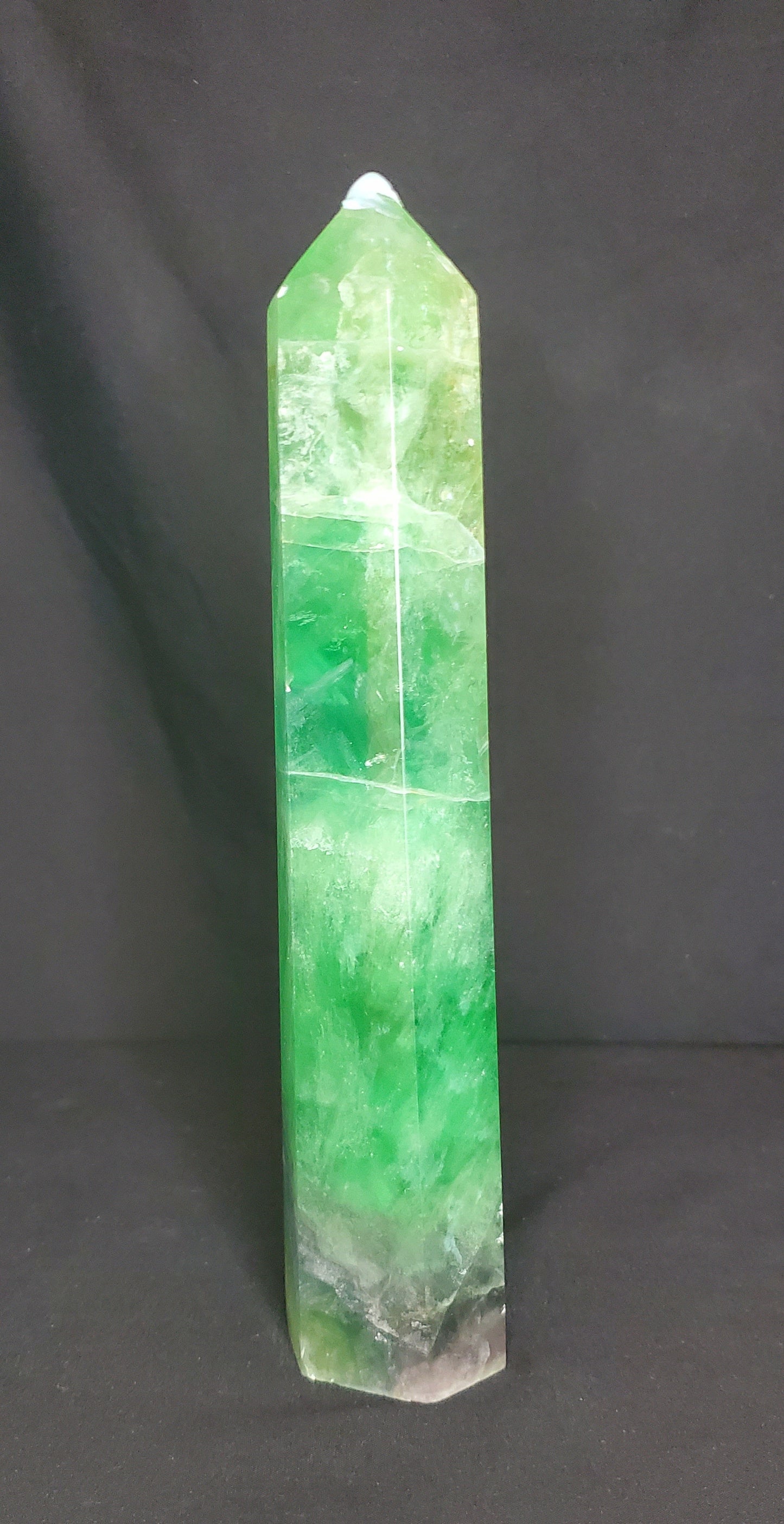 Green Fluorite Tower with Rainbow