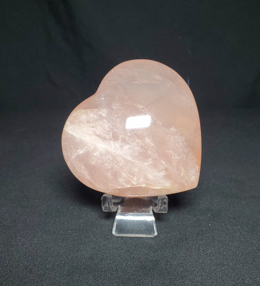Rose Quartz Heart Carving with Rainbow