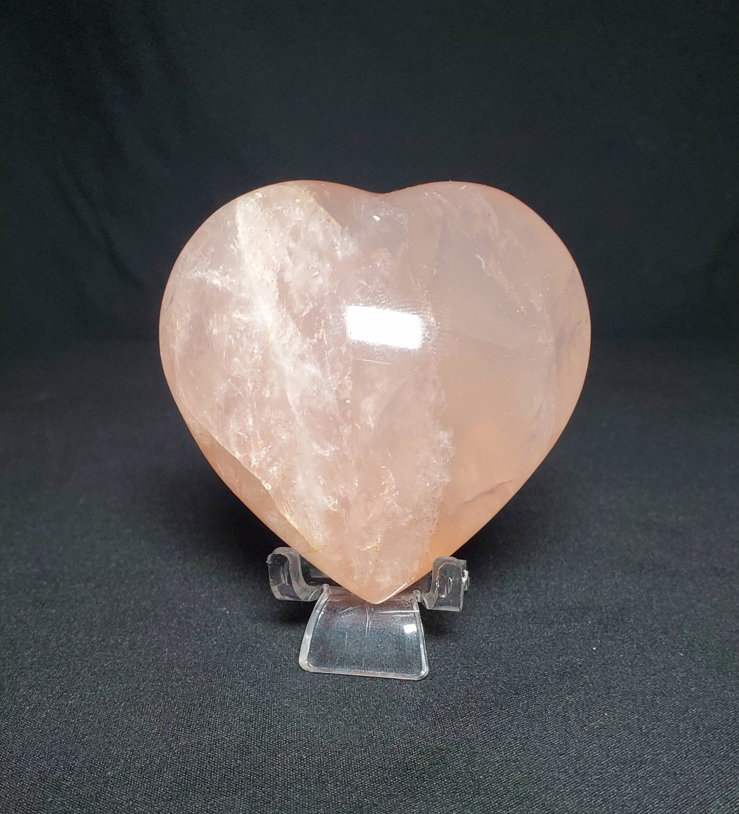 Rose Quartz Heart Carving with Rainbow