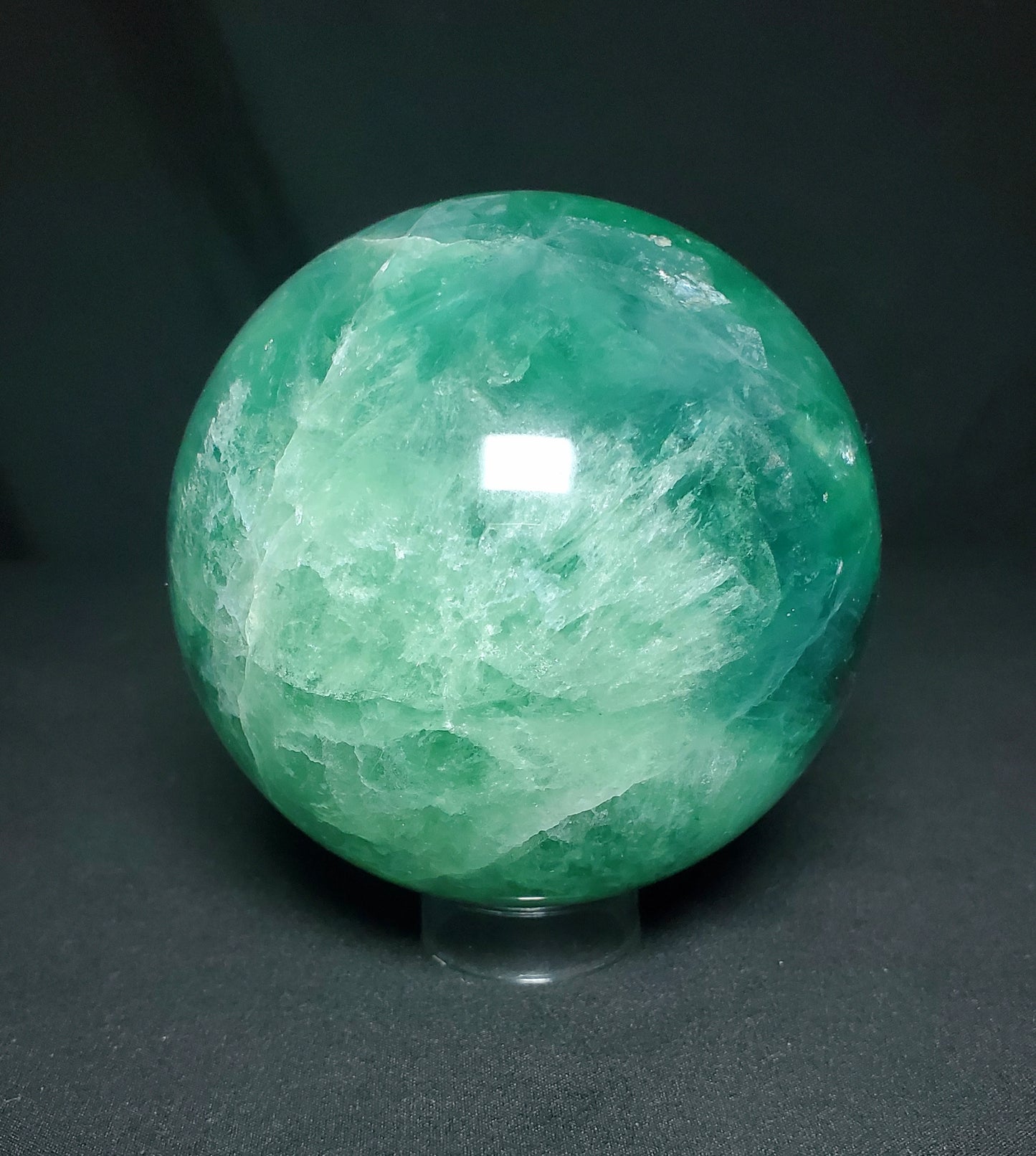 Green Fluorite Sphere with Rainbow