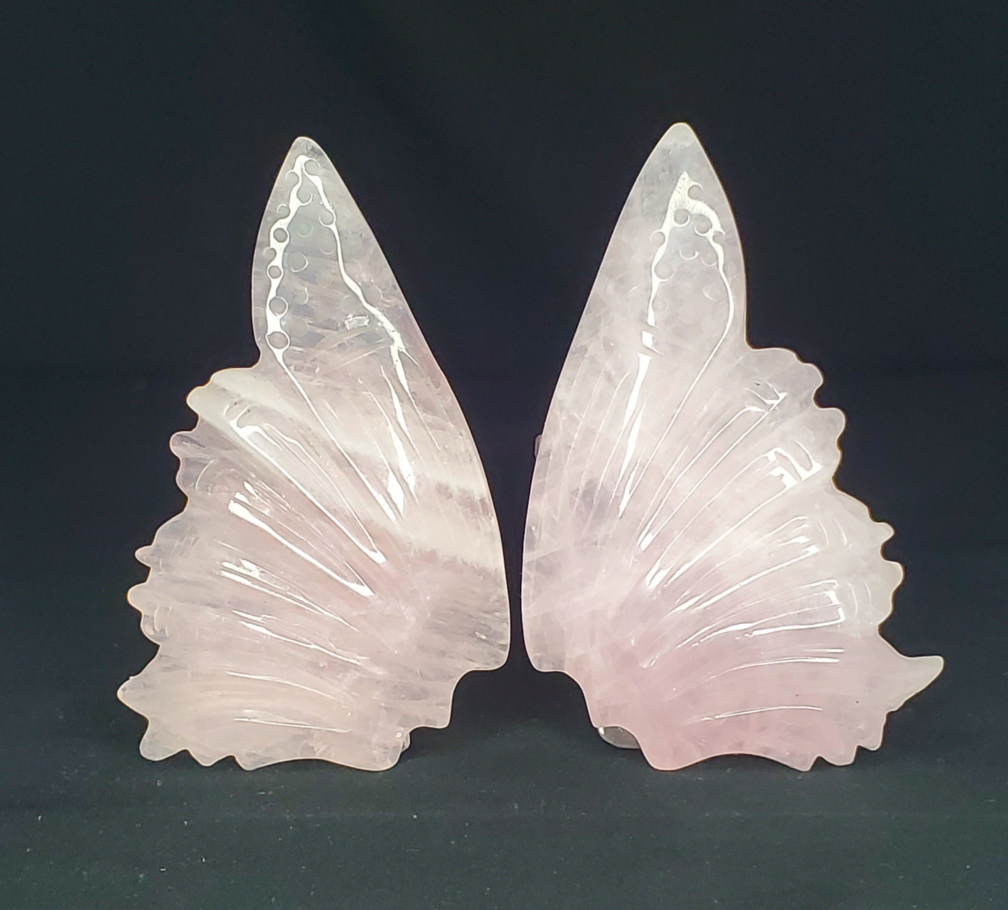 Rose Quartz Wings Carving with Stand