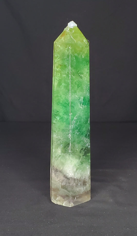 Green Fluorite Tower with Rainbow