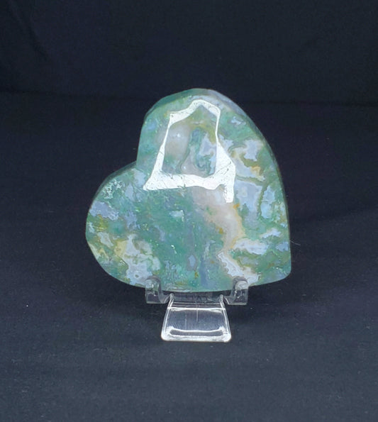 Moss Agate Heart Carving