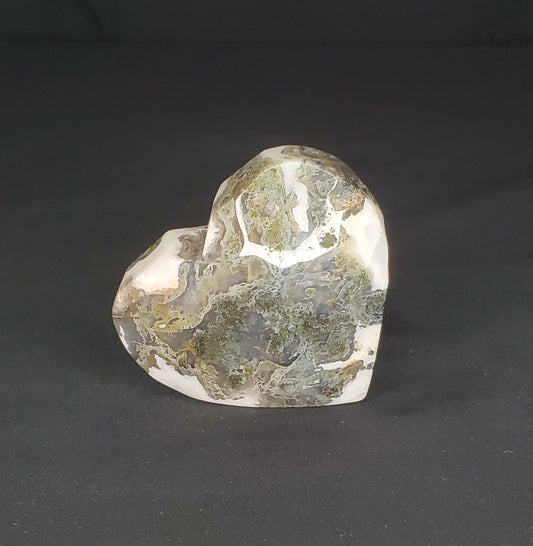 Moss Agate Heart Carving