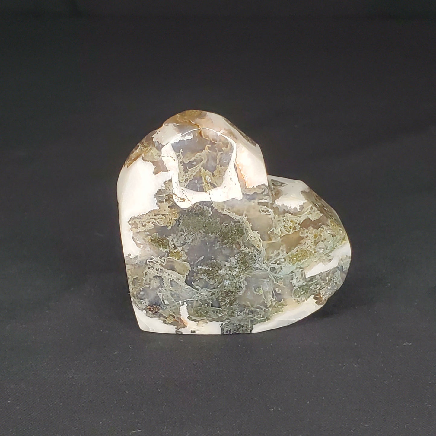 Moss Agate Heart Carving