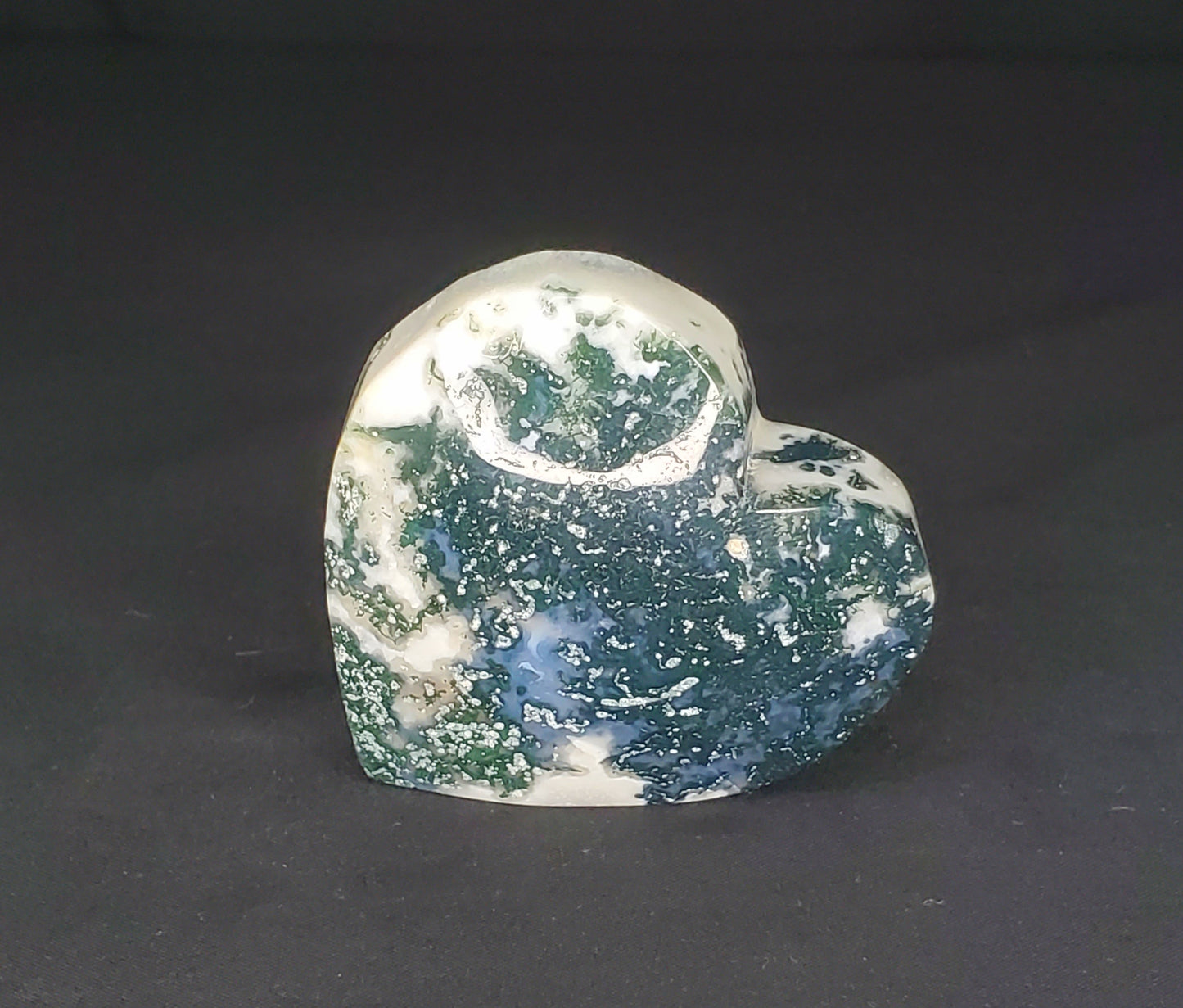 Moss Agate Heart Carving