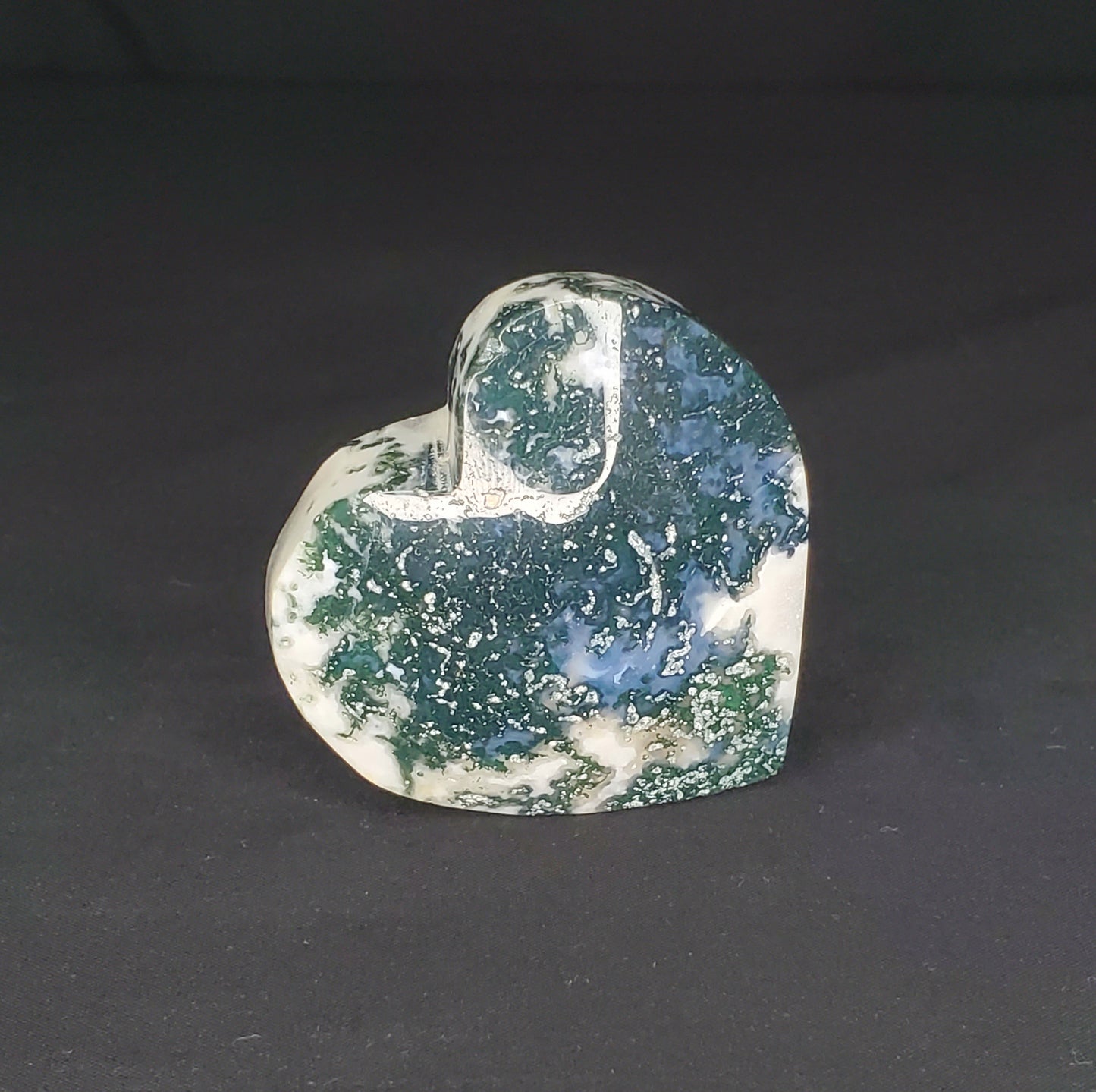 Moss Agate Heart Carving