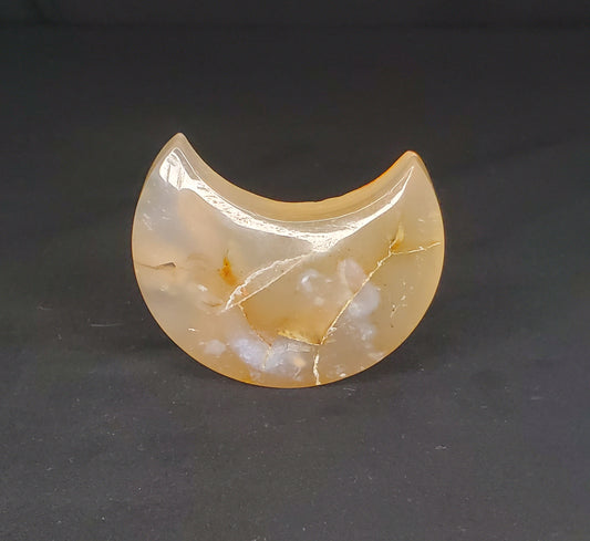 Flower Agate Moon Carving