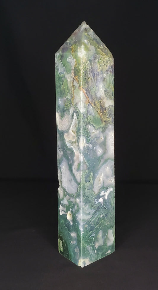 Druzy Moss Agate Tower