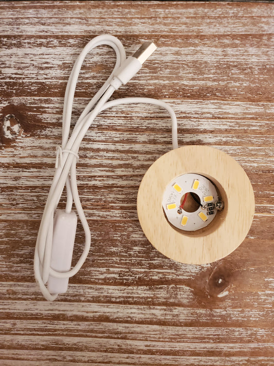 Small Round Wood Base (Warm LED)