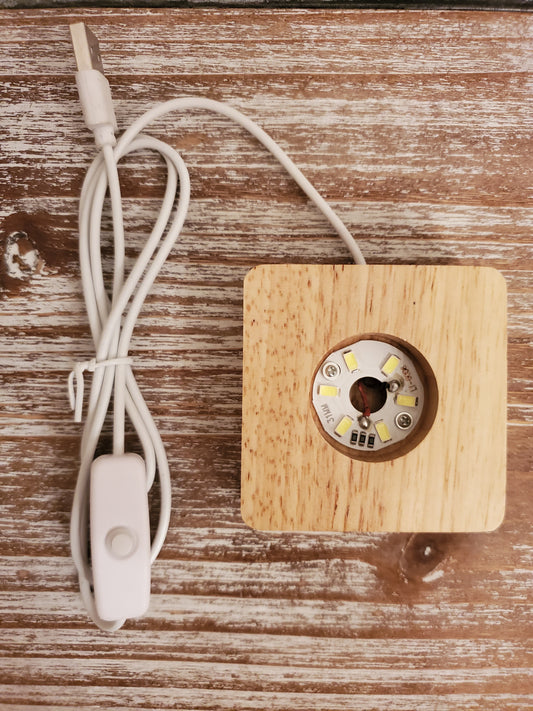 Medium Square Wood Base (White LED)