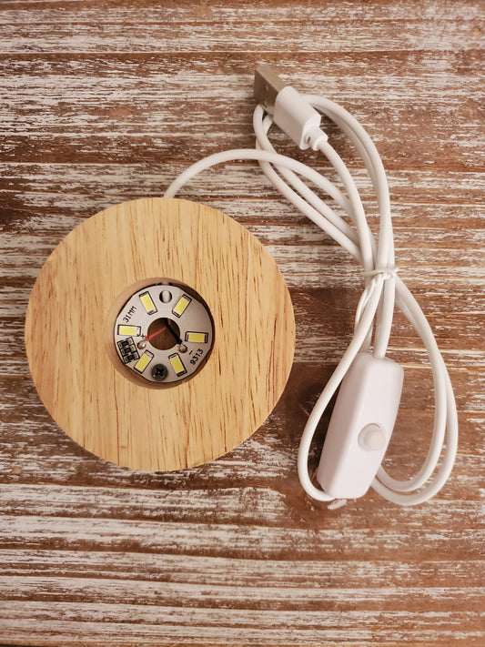 Medium Round Wood Base (White LED)