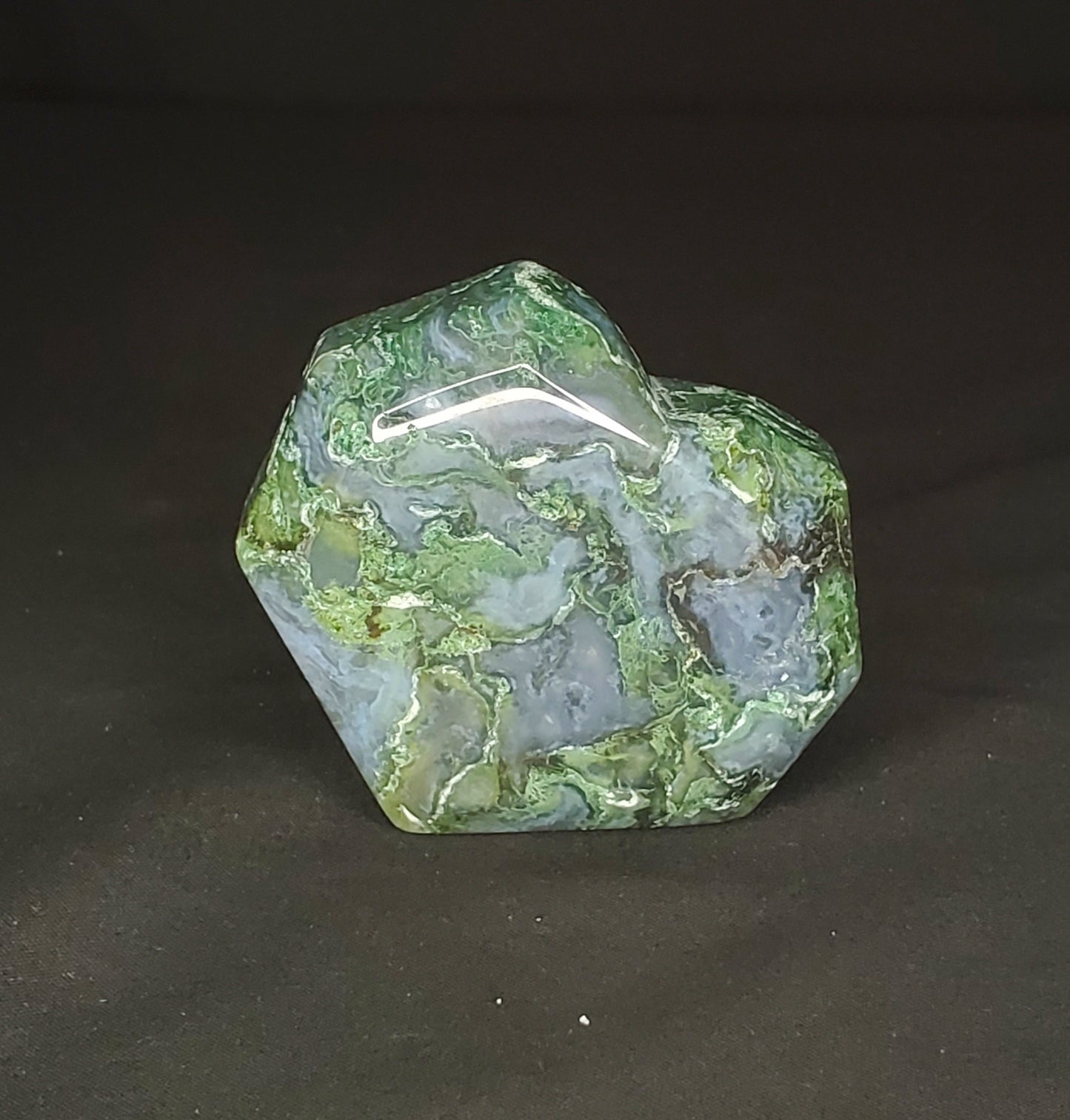 Moss Agate Heart Carving