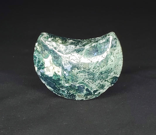 Moss Agate Moon Carving
