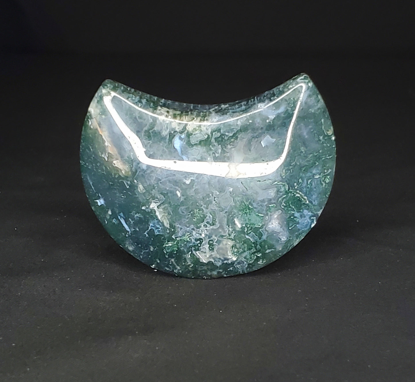 Moss Agate Moon Carving