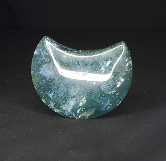 Moss Agate Moon Carving