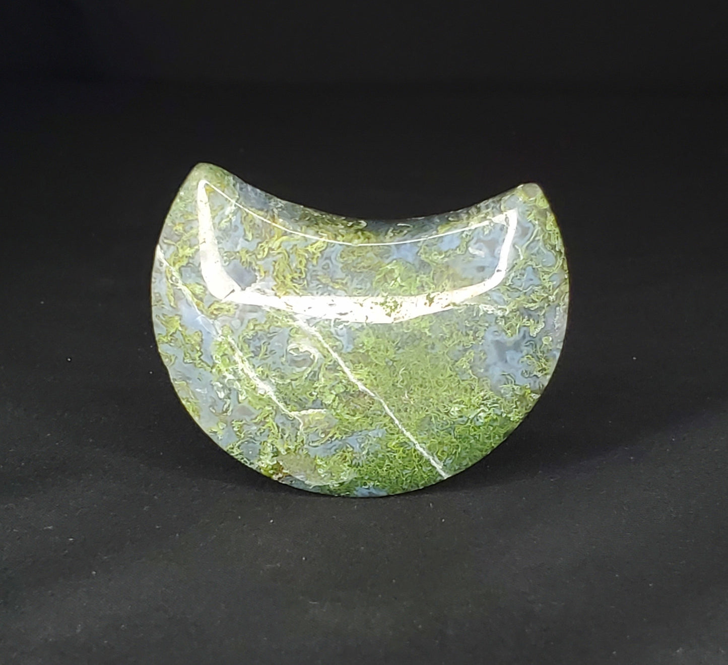 Moss Agate Moon Carving