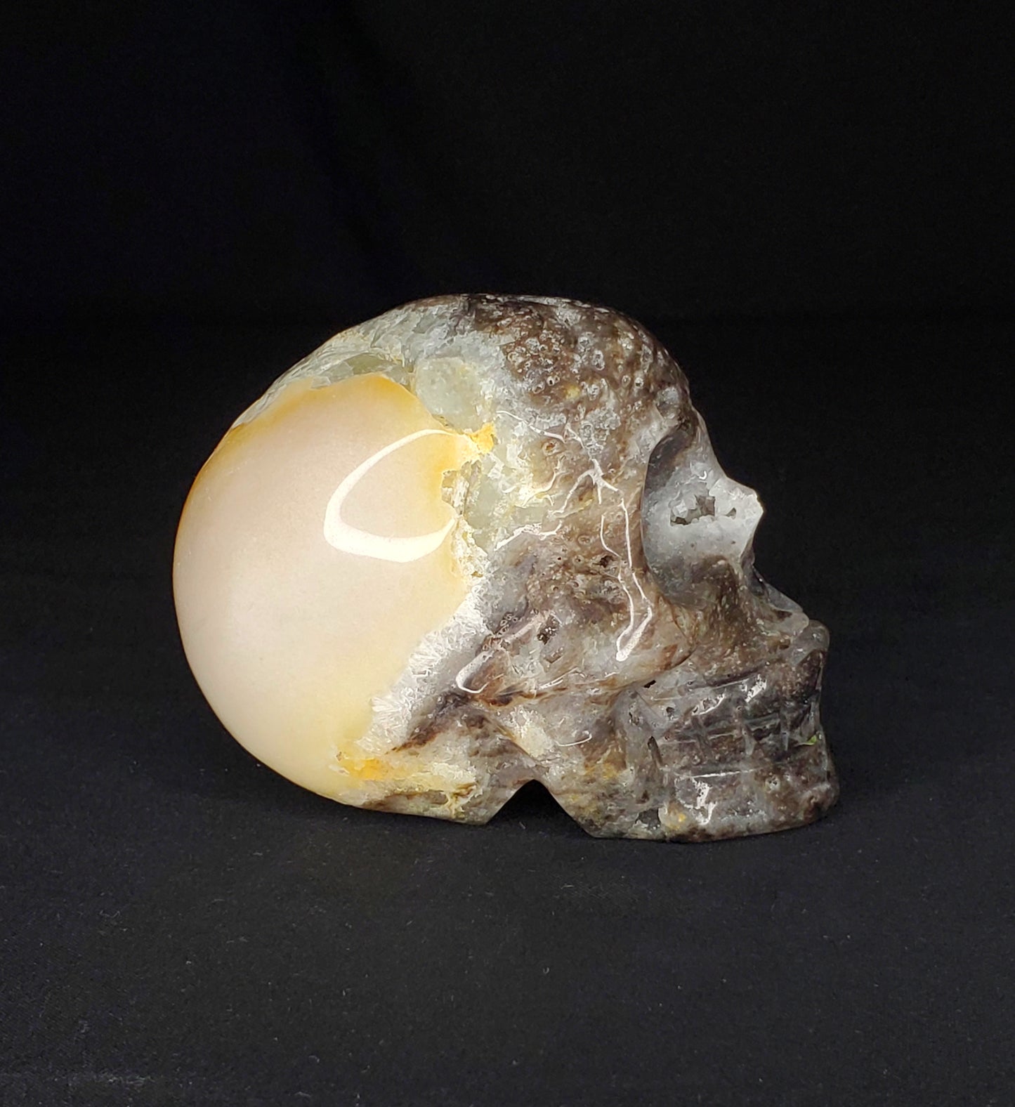 Druzy Sphalerite Skull Carving