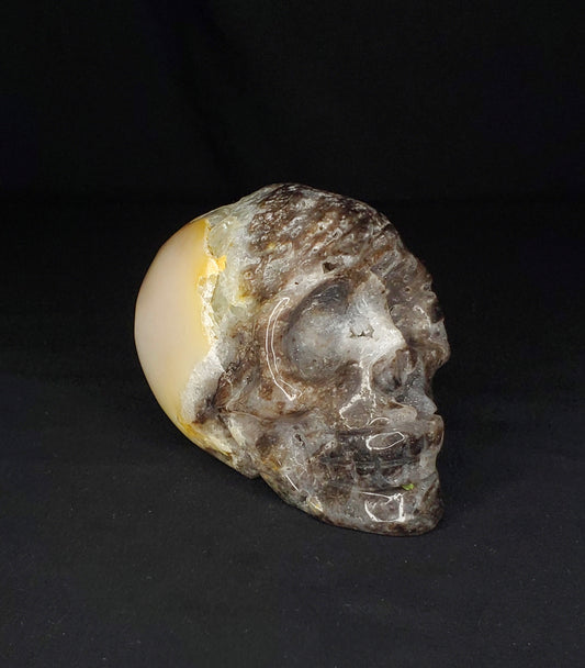 Druzy Sphalerite Skull Carving