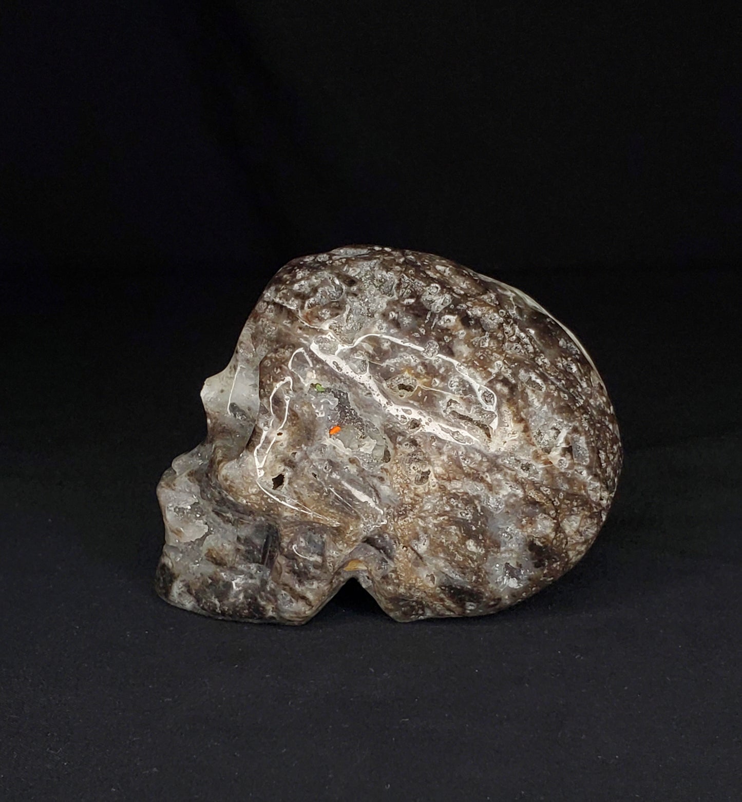 Druzy Sphalerite Skull Carving