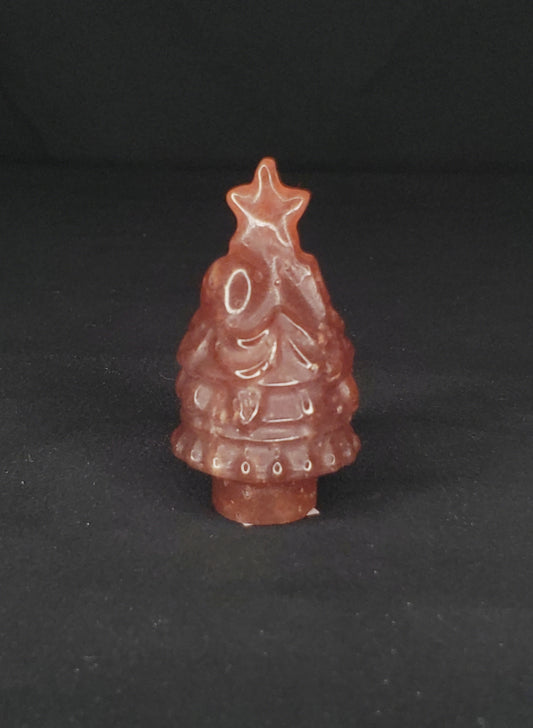 Strawberry Quartz Christmas Tree - S Carving