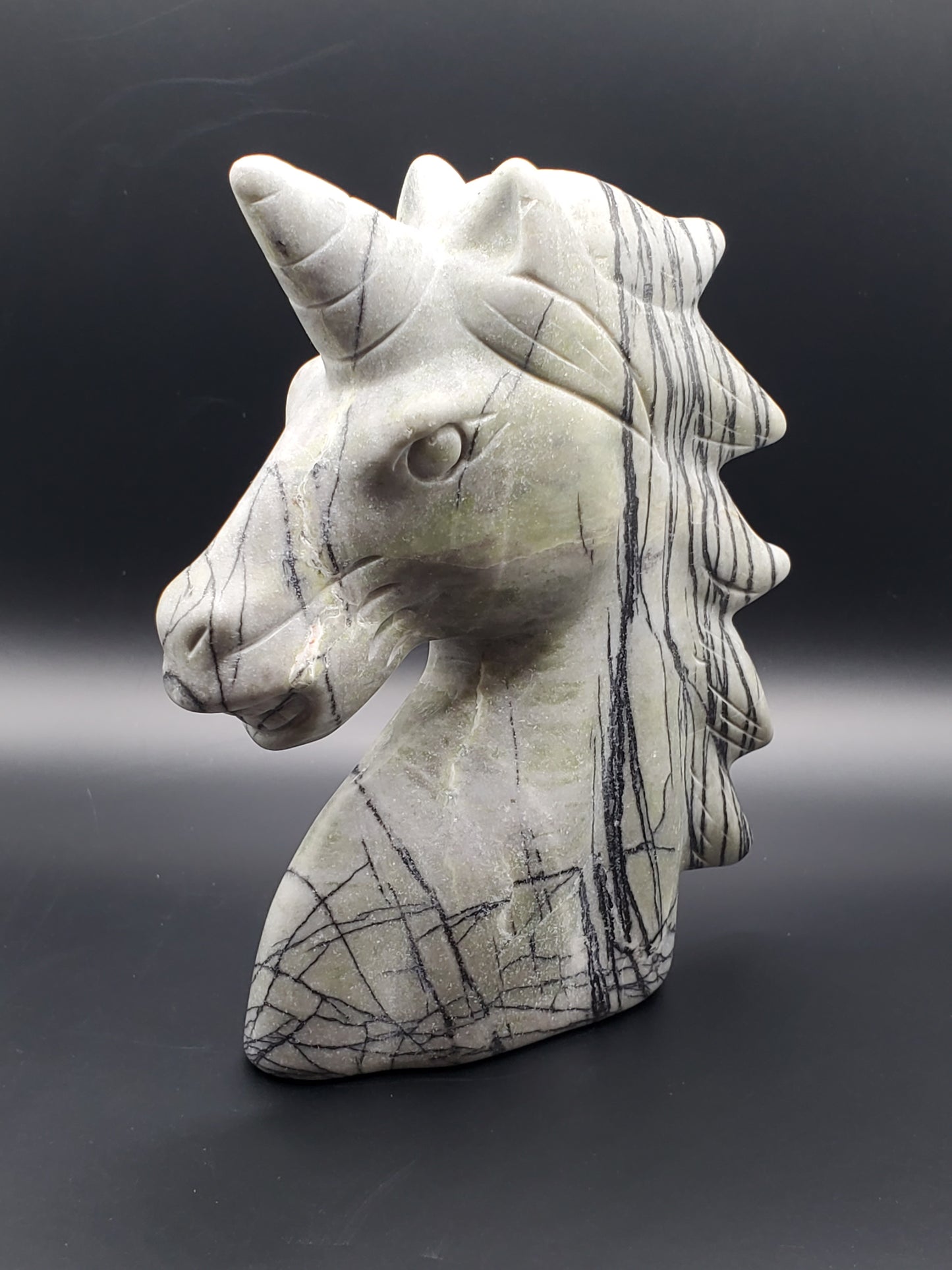 Zebra Jasper Unicorn Carving