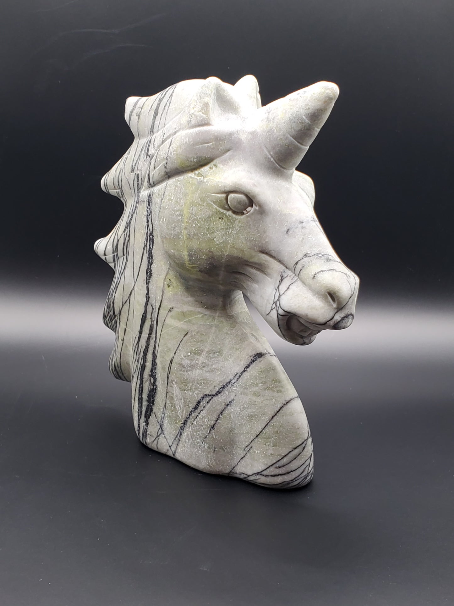 Zebra Jasper Unicorn Carving