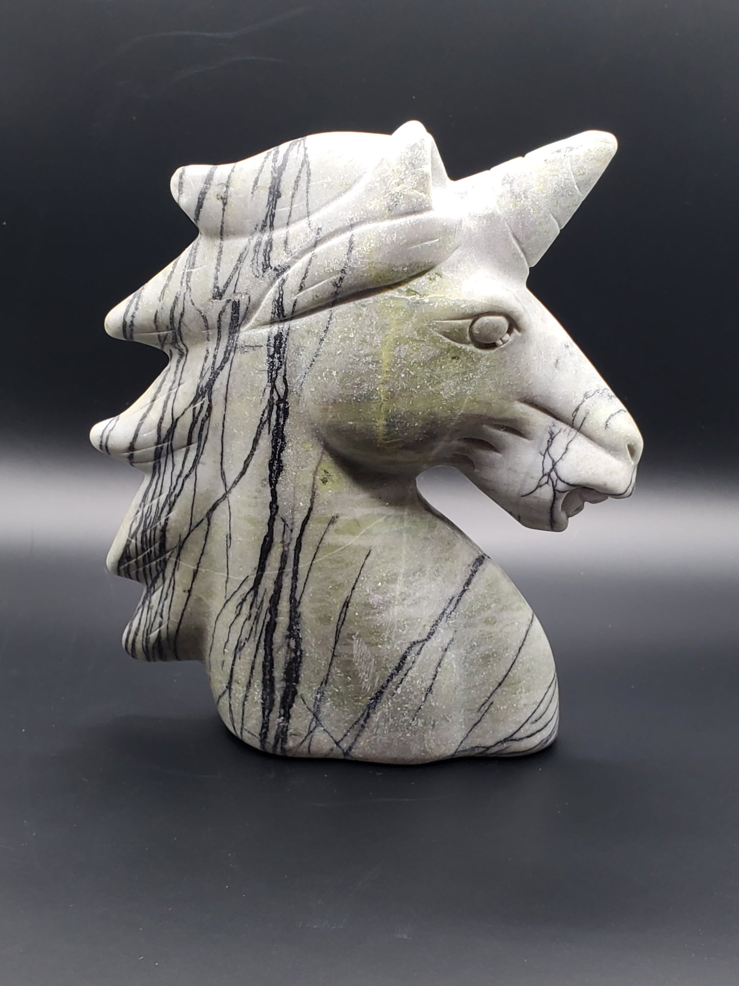 Zebra Jasper Unicorn Carving