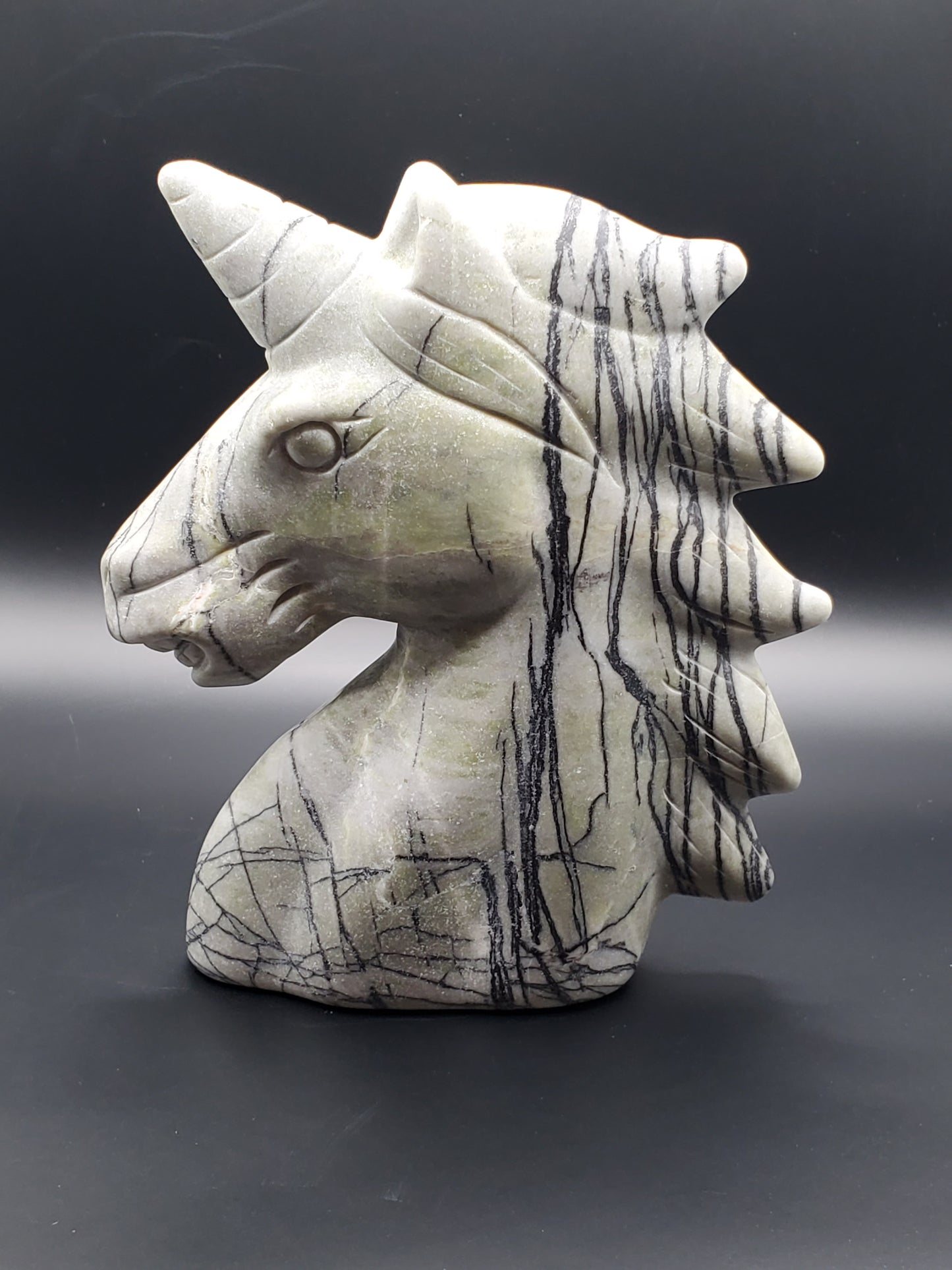 Zebra Jasper Unicorn Carving
