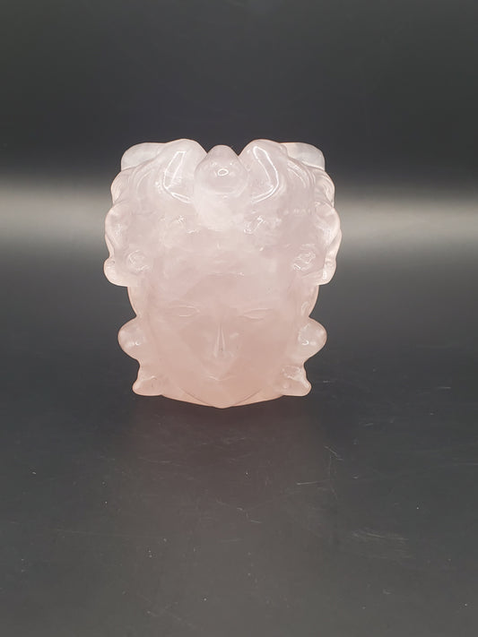 Rose Quartz Medusa Carving