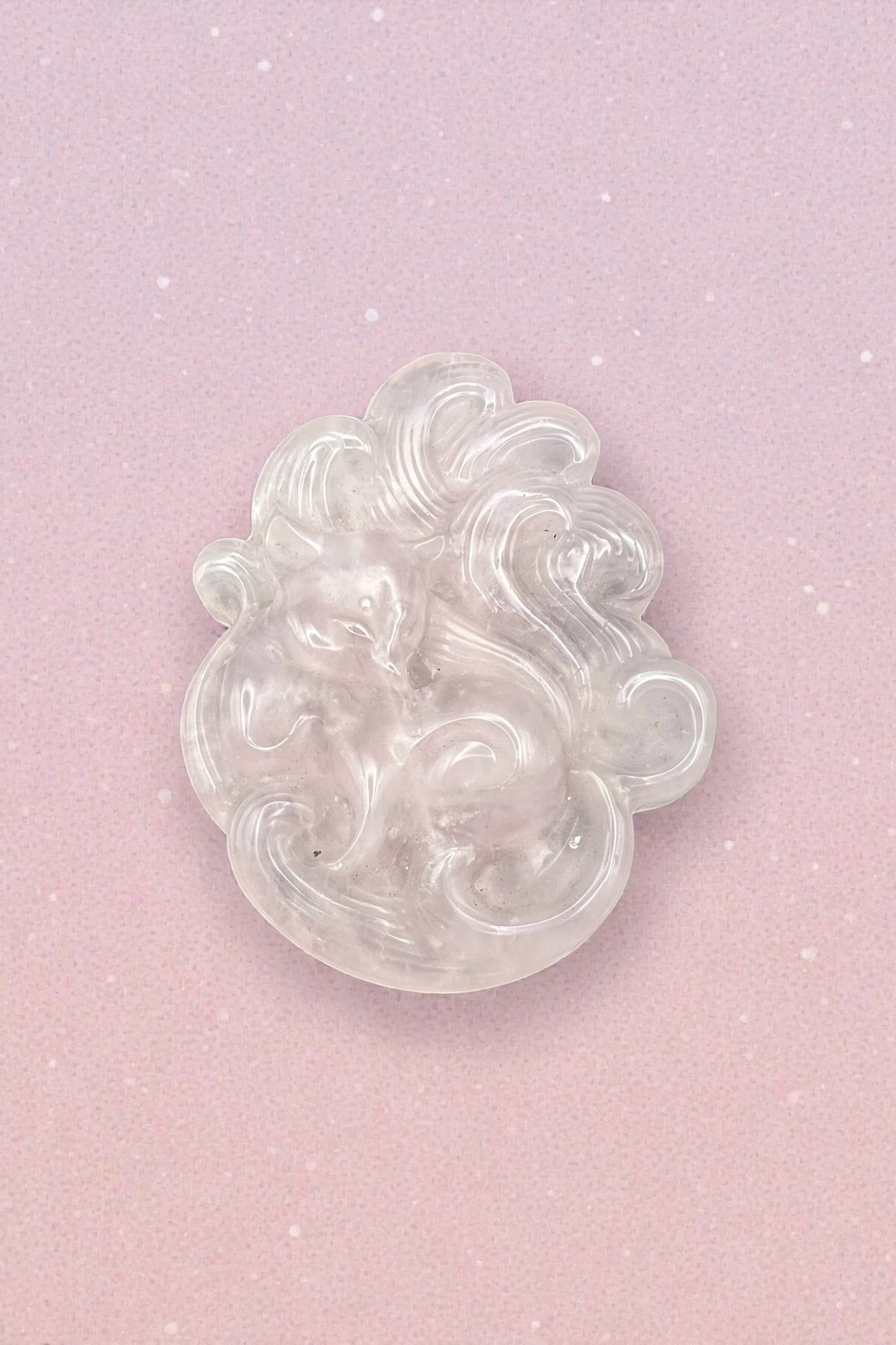 Rose Quartz Nine-Tail Fox Carving