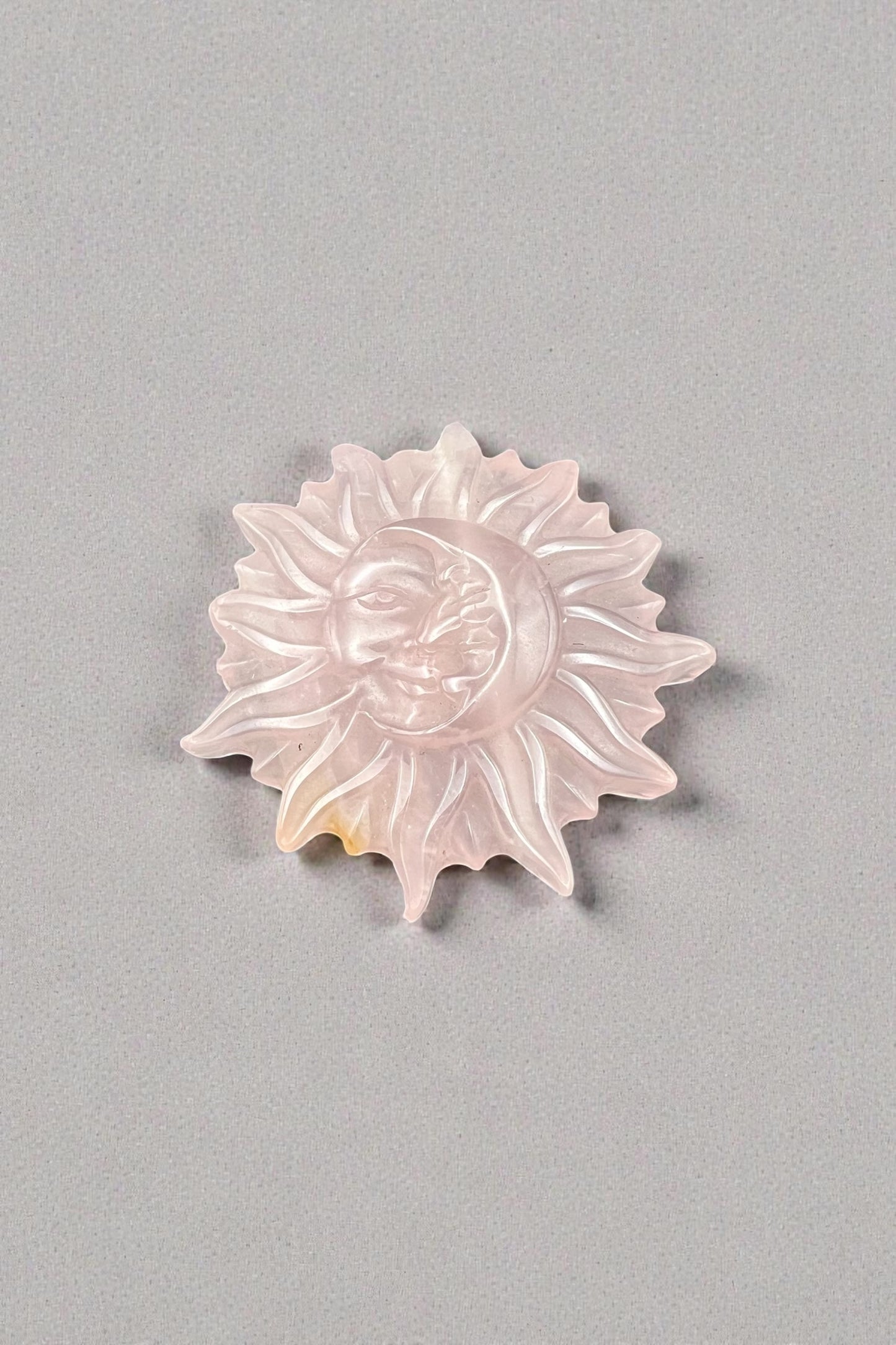 Rose Quartz Sun Carving