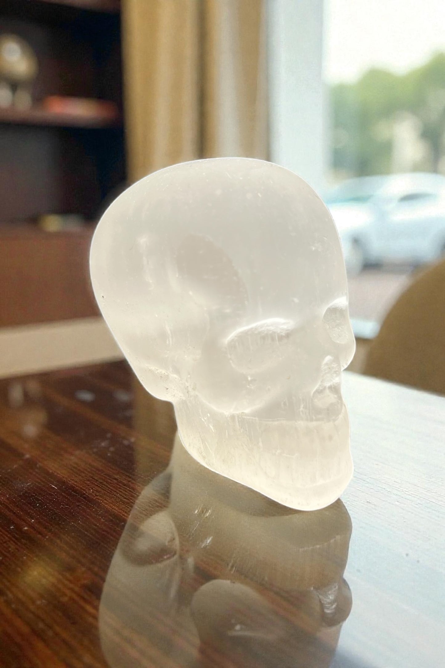Selenite Skull Carving